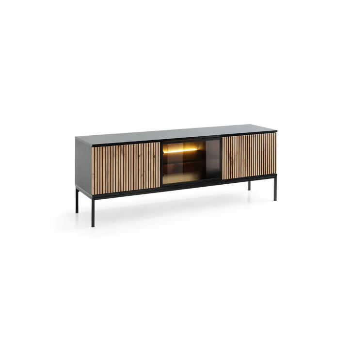 Ensemble meuble TV SENTO couleur Chêne Wotan / Noir